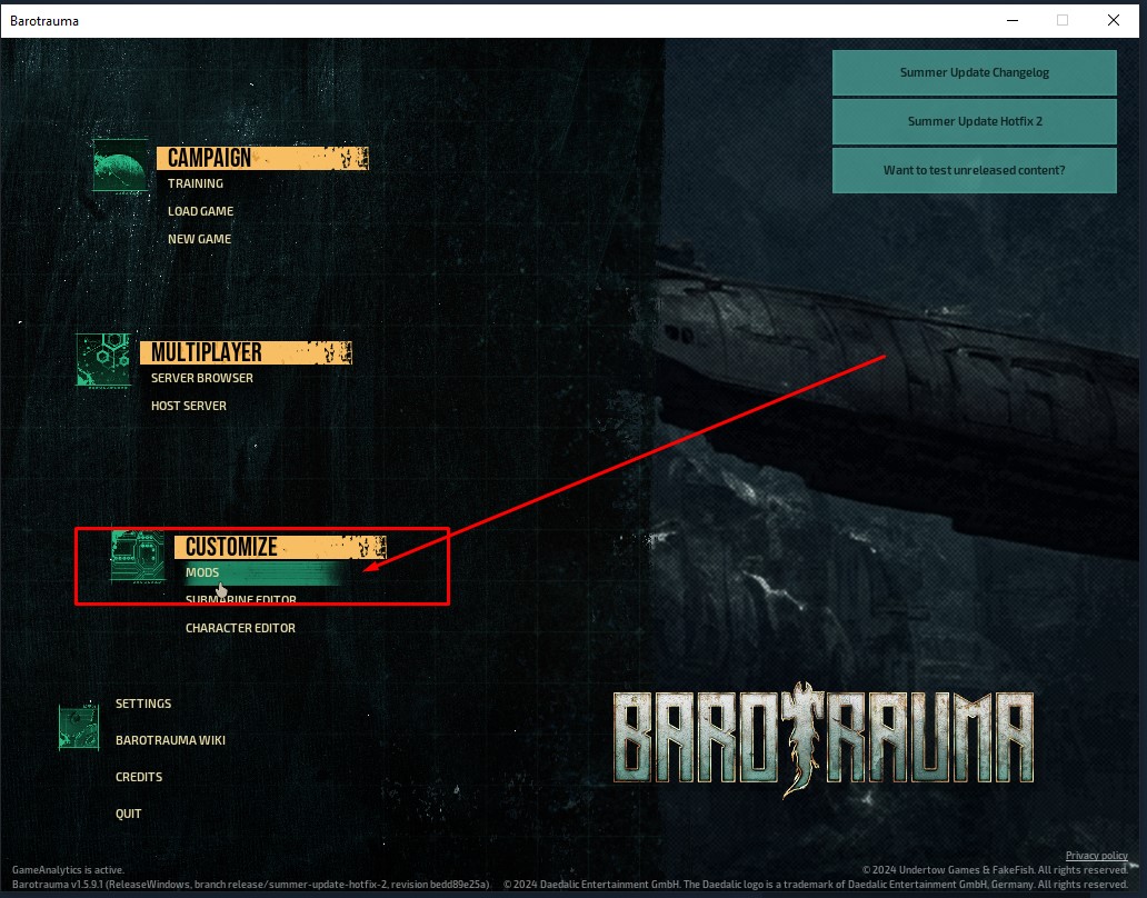 Barotrauma Как установить моды на сервер